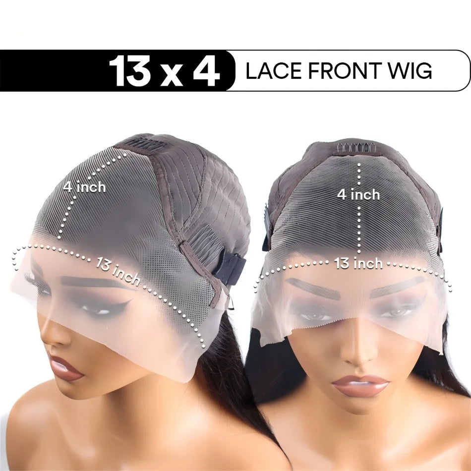 Perruque en cheveux humains, lisses noirs naturels avec lace frontale 360 transparente