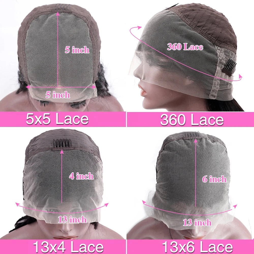 Perruque Lace Frontale HD 360° 13x4 ou 13x6, ondulée, pré-épilée.