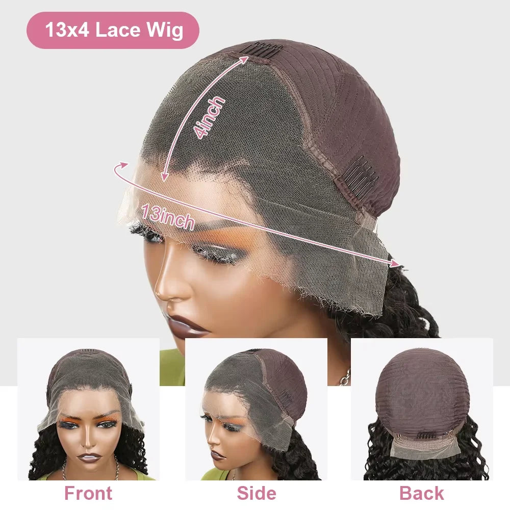 Perruque courte bob en cheveux humains ondulés, style body wave HD, sans colle, avec lace frontale transparente 13x4 pour femmes.