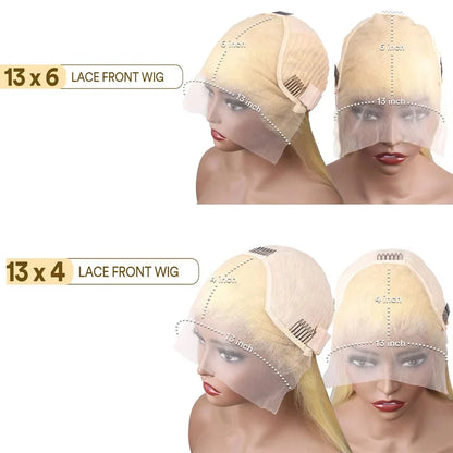 Perruque Lace Frontale HD 613, ondulée, cheveux humains brésiliens, densité 220, blonde pré-épilée, transparente