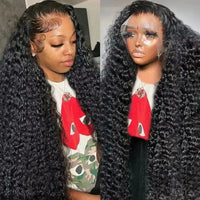 Perruque Lace Frontale HD 13x6 Deep Wave, 200 % de densité, cheveux humains bouclés, effet ondulé, pour femme noire.eux™