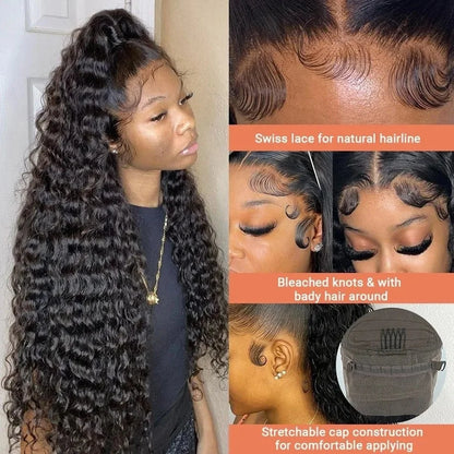 Perruque Lace Frontal  Deep wave, HD pré-épilée