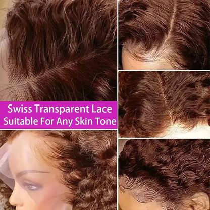 Meches Bouclées Brunes - Perruque Bob Élégante