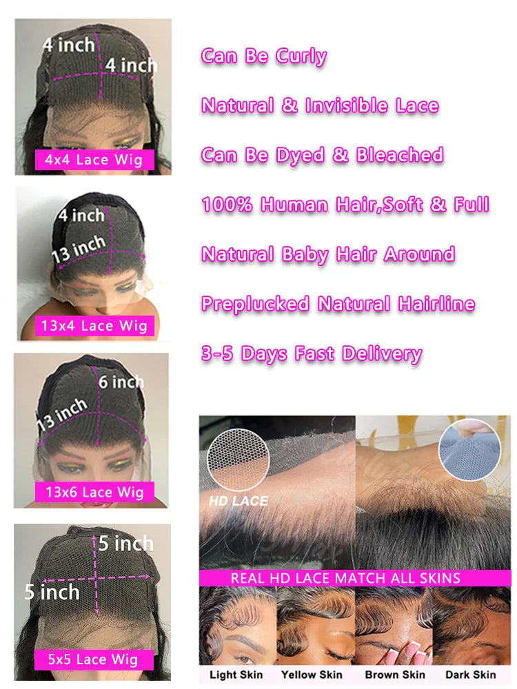 Perruque frontale en dentelle brun rougeâtre 13x6, couleur brésilienne, cheveux humains ondulés 13x4, fermeture transparente HD 4x4 et 5x5,