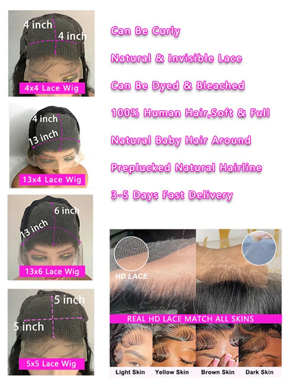 Perruque frontale en dentelle brun rougeâtre 13x6, couleur brésilienne, cheveux humains ondulés 13x4, fermeture transparente HD 4x4 et 5x5,