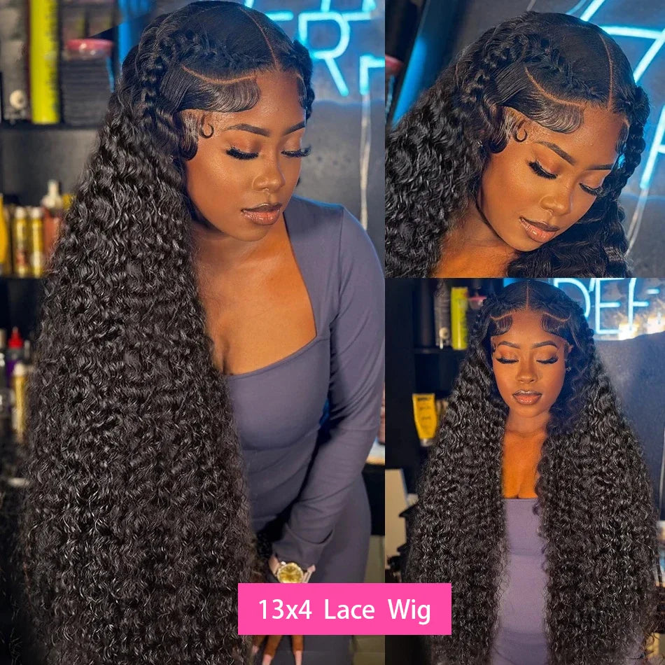 Perruque Lace Frontale HD 13x6 Deep Wave, 200 % de densité, cheveux humains bouclés, effet ondulé, pour femme noire.eux™