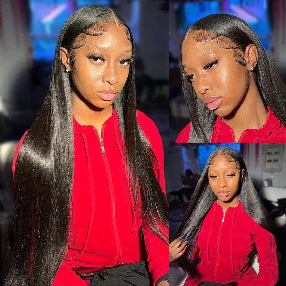 Perruques frontales en dentelle transparente HD 13x6, lisses et effilées ; perruques frontales en dentelle 13x4, cheveux humains, perruques en cheveux humains de 91 cm (36 pouces)