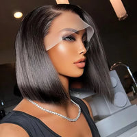 Perruque Lagos Hairline Straight Bob en cheveux humains, court, avec lace frontale HD 13x4, sans colle, pré-épilée et prête à porter